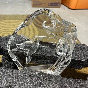 Elegant Clear Glass Hummingbird Sculpture Paperweight